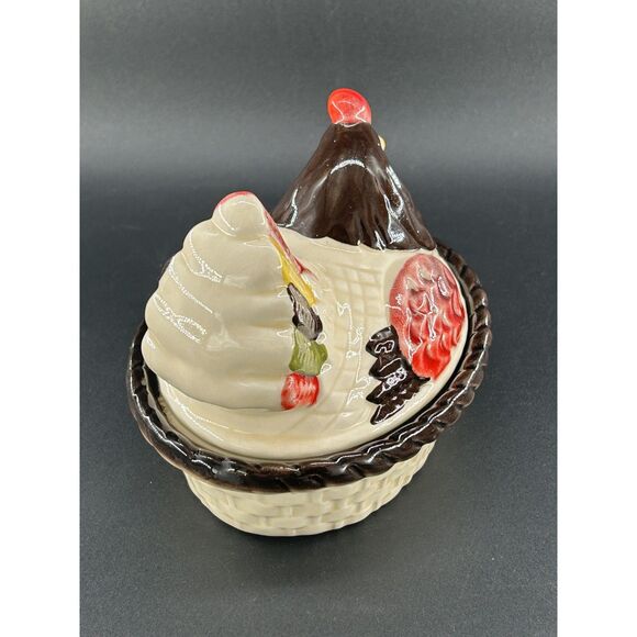 Metlox Poppytrail Vintage Hen In Nest Pottery Dish 6.5"L x5"H x5 1/4"W - Picture 4 of 10